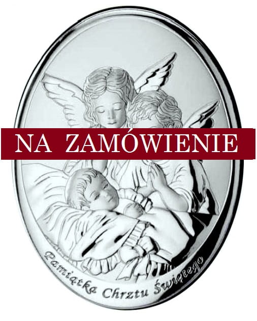 obrazek-sakralny-posrebrzany-pamiatka-na chrzest- OWALNY-BRAZEK ANIOŁ STRÓŻ .jpg