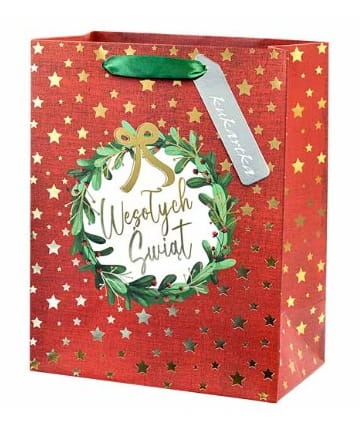 torebka-prezentowa-na Boże narodzenie-z połyskiem CZERWIEŃ- Nr1.jpg