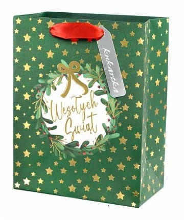 torebka-prezentowa-na Boże narodzenie-z połyskiem ZIELEŃNr3.jpg