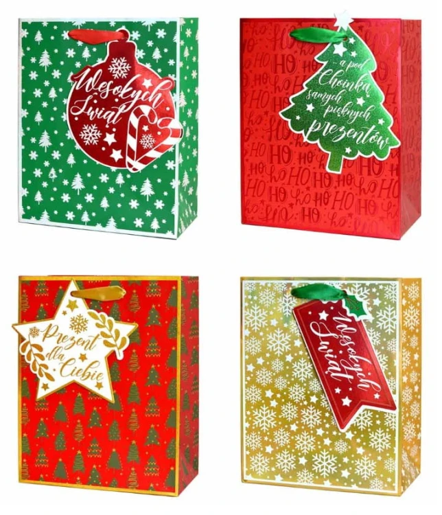 torebka-prezentowa-na Boże narodzenie-z połyskiem i przywieszką-ZESTAW 4szt.jpg