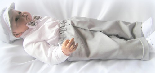 spodenki-na chrzest-niemowlece-spodnie-materiał-jasny-popiel-cienki .JPG eleganckie spodnie do chrztu