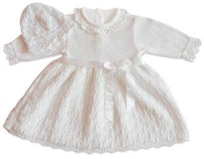 sukienka-do-chrztu-czapeczka-dzianina-bawałna-eko