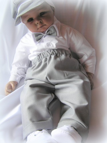 spodenki-na chrzest-niemowlece-spodnie-materiał-jasny-popiel-cienki .JPG eleganckie spodnie do chrztu